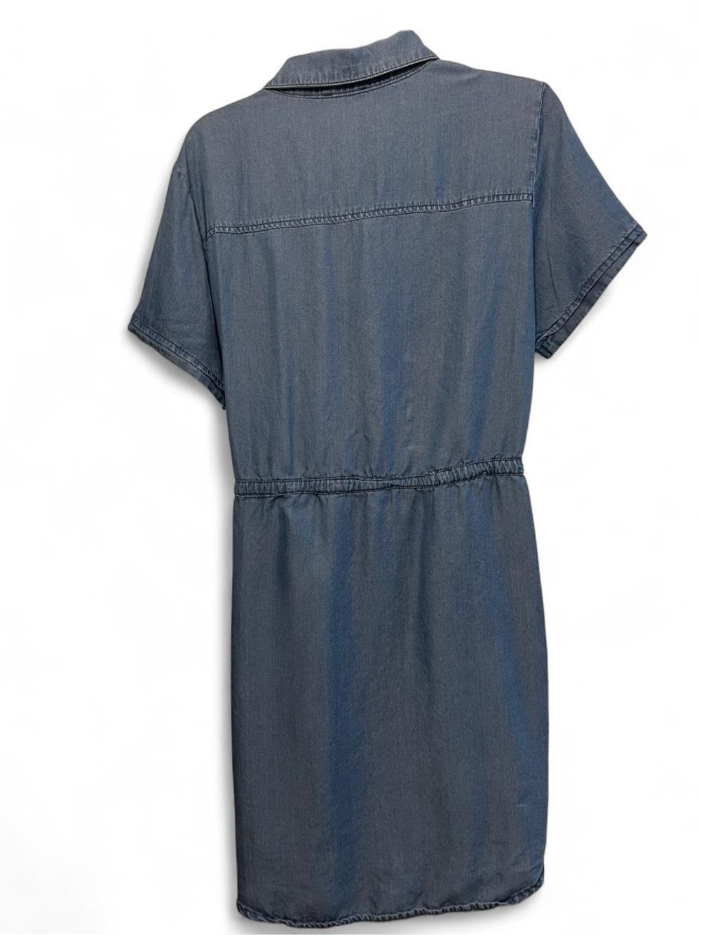 Classic Blue Denim Shirt Dress with Tie Waist - Picture 4 of 5